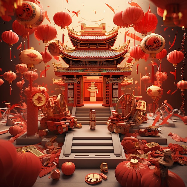 3d rendered photos of chinese new year