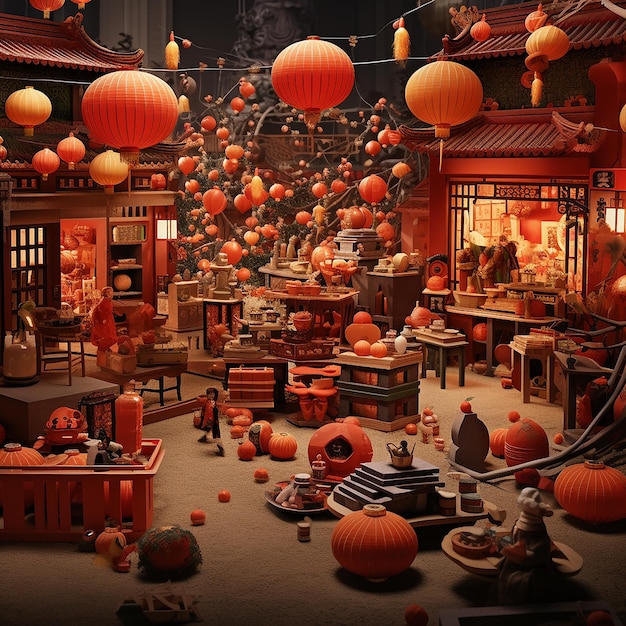 3d rendered photos of chinese new year