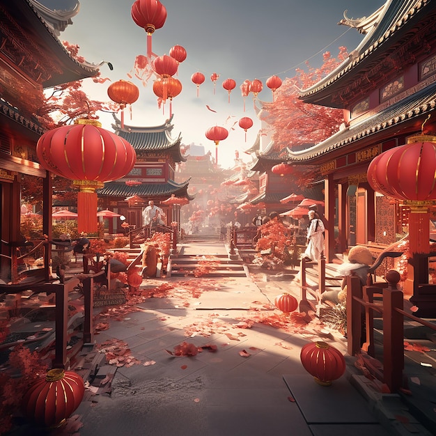 3d rendered photos of chinese new year