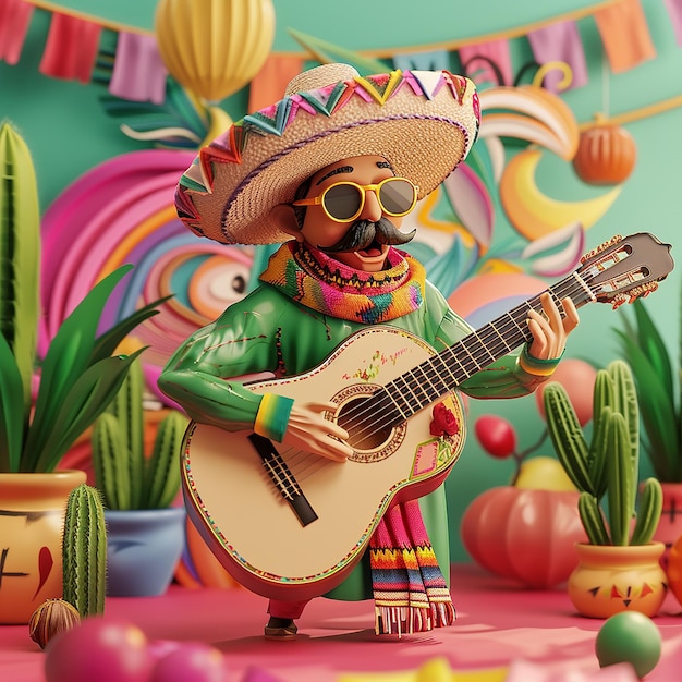 3d rendered photos of Cinco de mayo flyer