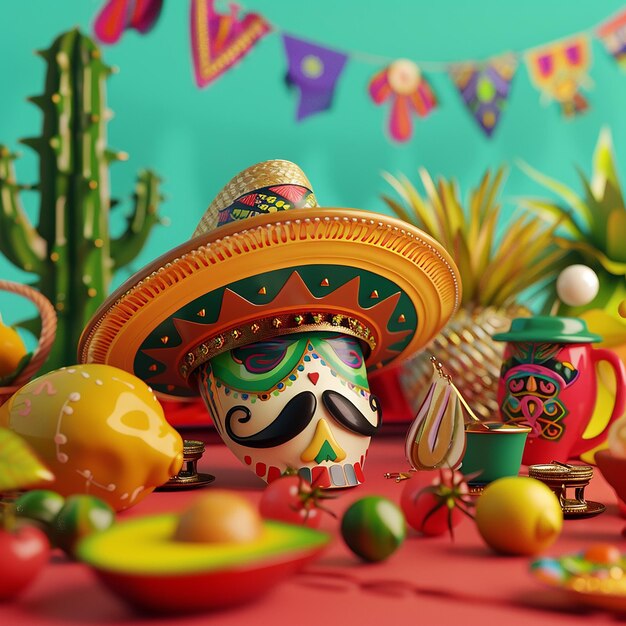 3d rendered photos of Cinco de mayo flyer