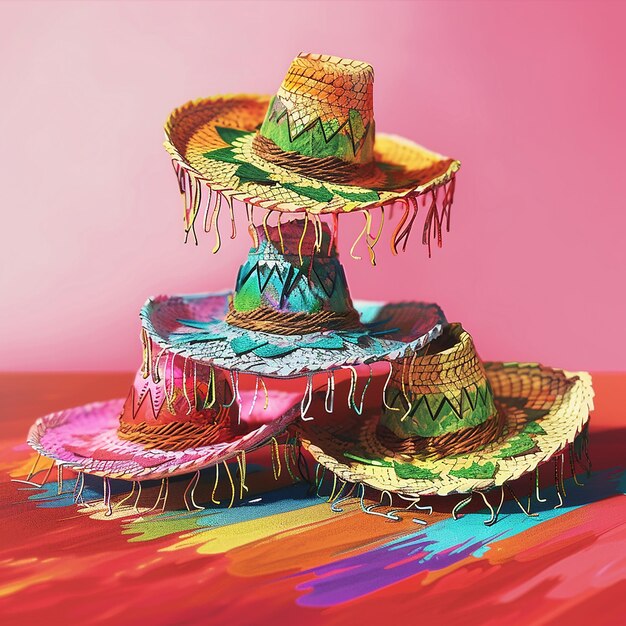 3d rendered photos of Cinco de mayo watercolor illustration