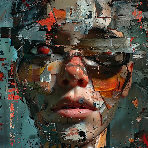 3d rendered photos of collage template on oil painting punk