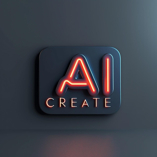 3d rendered photos of creative logo inscription AI CREATE minimalism