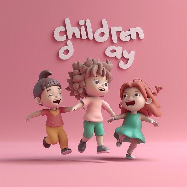 3d rendered photos of cute children playing with each other children day concept