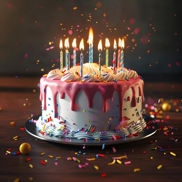 3d rendered photos of delicious birthday cake highly detailed photos