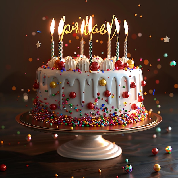 3d rendered photos of delicious birthday cake highly detailed photos