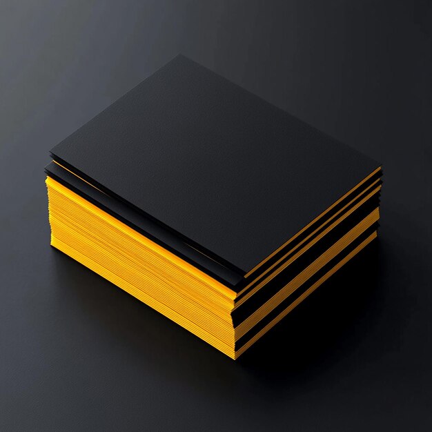 3d rendered photos of elegant minimal black and yellow business card template