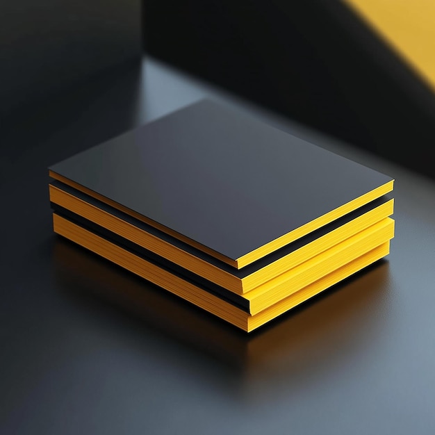 3d rendered photos of elegant minimal black and yellow business card template