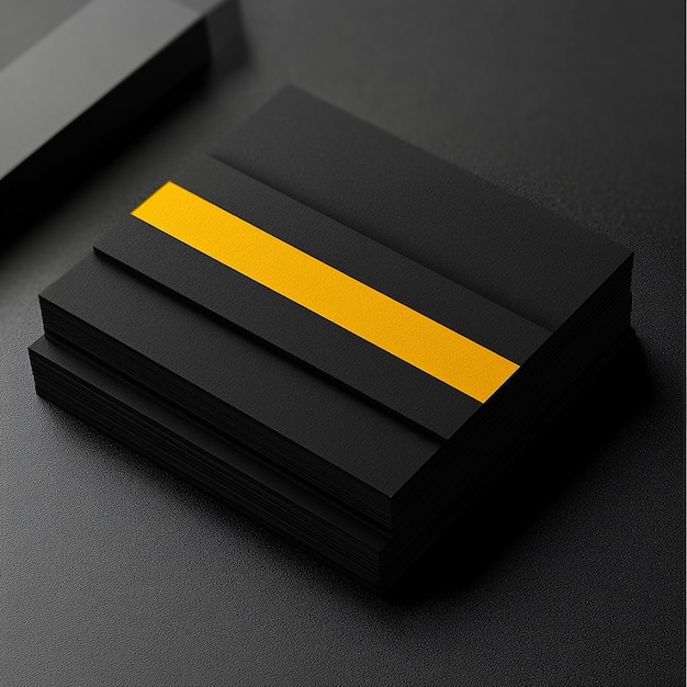 Photo 3d rendered photos of elegant minimal black and yellow business card template