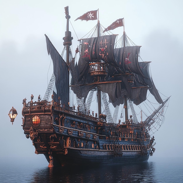 Photo 3d rendered photos of fantasy ship of pirates