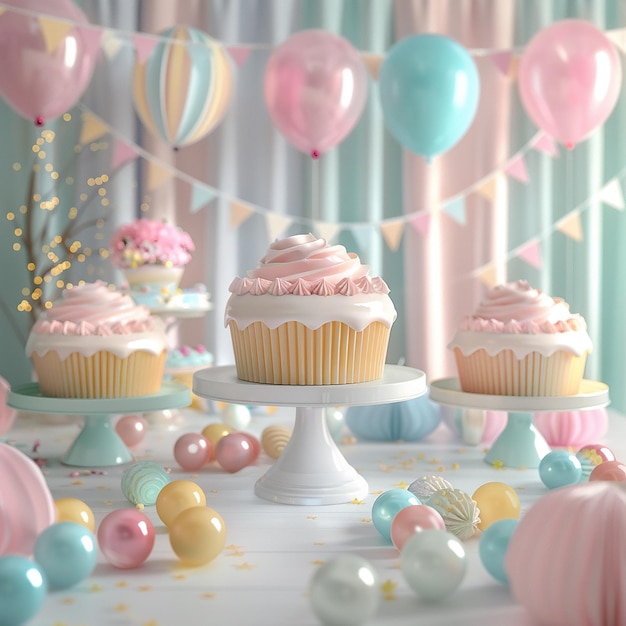 3d rendered photos of Gender Reveal Party surprise concept photography