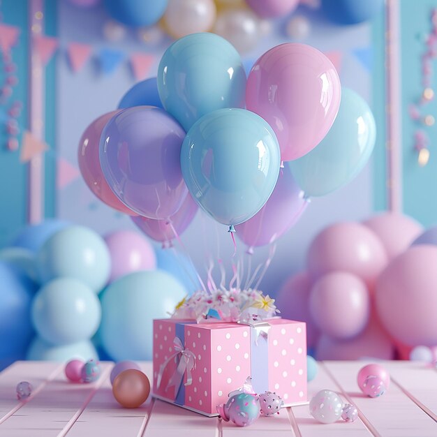 3d rendered photos of Gender Reveal Party surprise concept photography