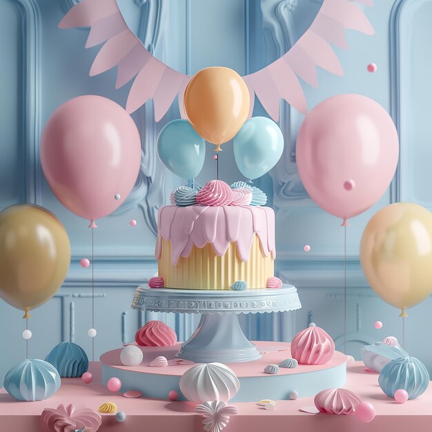 3d rendered photos of Gender Reveal Party surprise concept photography