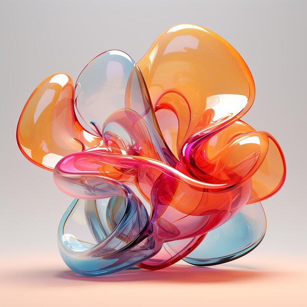 3d rendered photos of glass morphism in bright