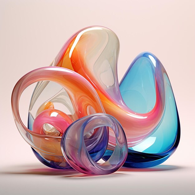 3d rendered photos of glass morphism in bright