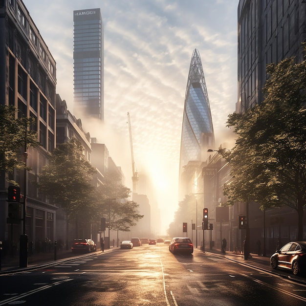 3D RENDERED PHOTOS OF GOOD MORNING FROM CITY OF LONDON FOGGY SKY SCRAPPER