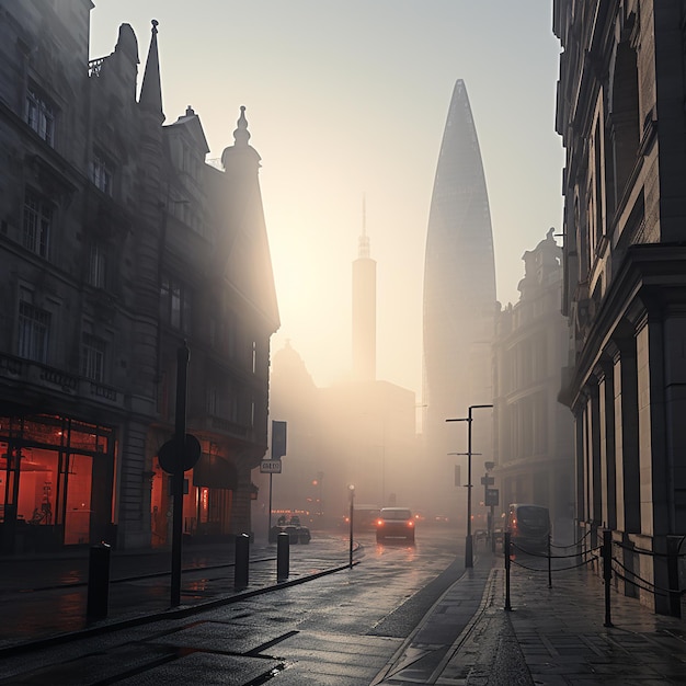 3D RENDERED PHOTOS OF GOOD MORNING FROM CITY OF LONDON FOGGY SKY SCRAPPER