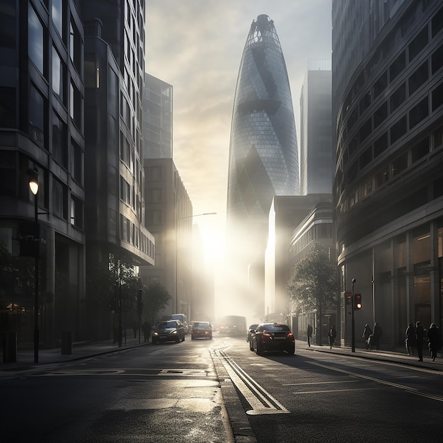 3D RENDERED PHOTOS OF GOOD MORNING FROM CITY OF LONDON FOGGY SKY SCRAPPER