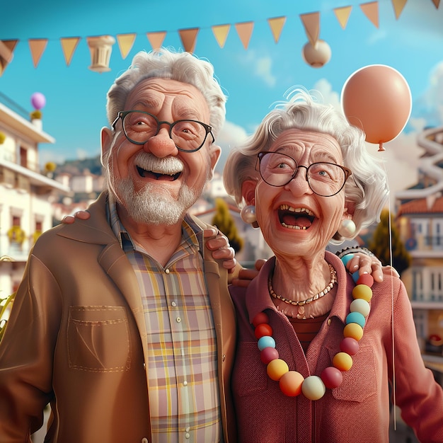 3d rendered photos of happy married old couple good example of happy married life enjoying