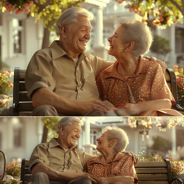 3d rendered photos of happy married old couple good example of happy married life enjoying