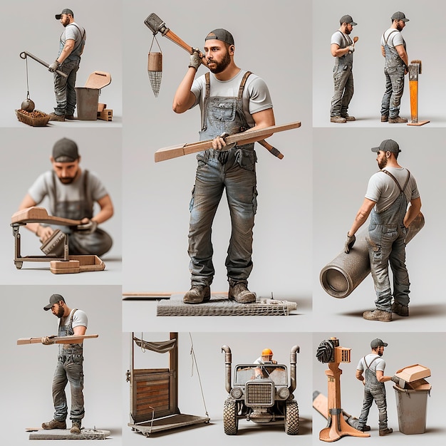 3d rendered photos of hardworking man doing his work