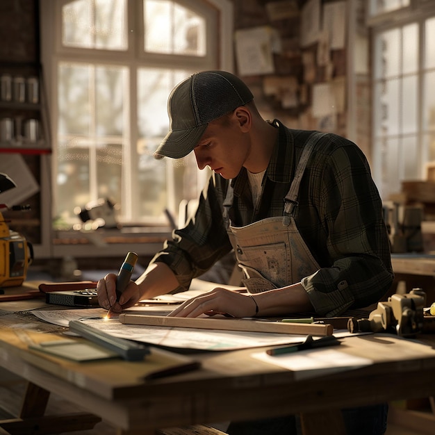 3d rendered photos of hardworking man doing his work