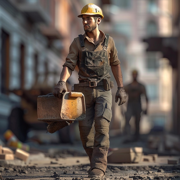 3d rendered photos of hardworking man doing his work