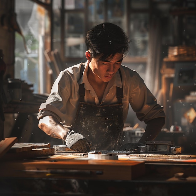 3d rendered photos of hardworking man doing his work