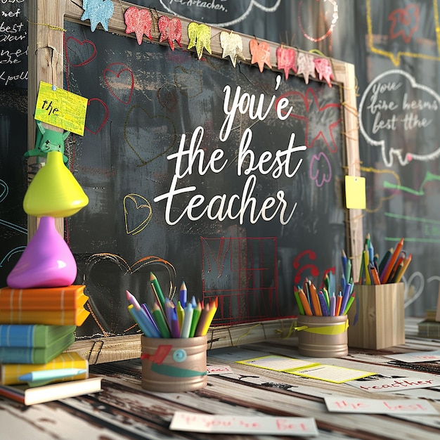 Photo 3d rendered photos of kids hand writing you are the best teacher teachers values and importance