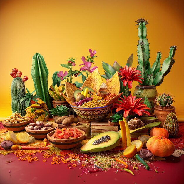 3D rendered photos of Mexican traditional food served in Mexican style restaurant closeup shot