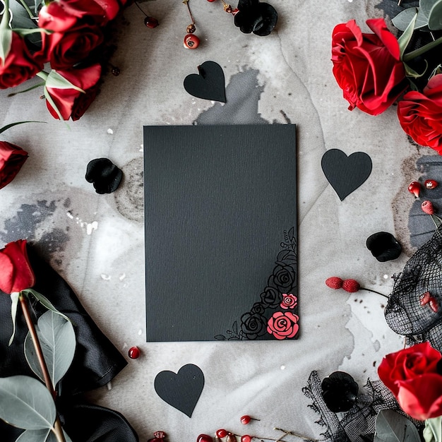 Photo 3d rendered photos of minimalistic flat lay romantic greeting card