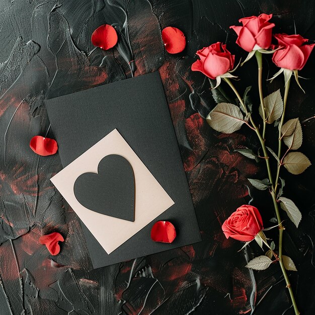 Photo 3d rendered photos of minimalistic flat lay romantic greeting card