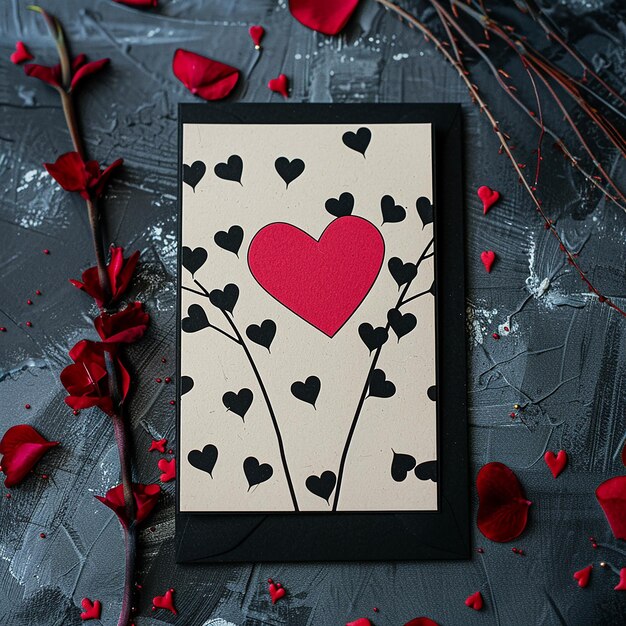 Photo 3d rendered photos of minimalistic flat lay romantic greeting card