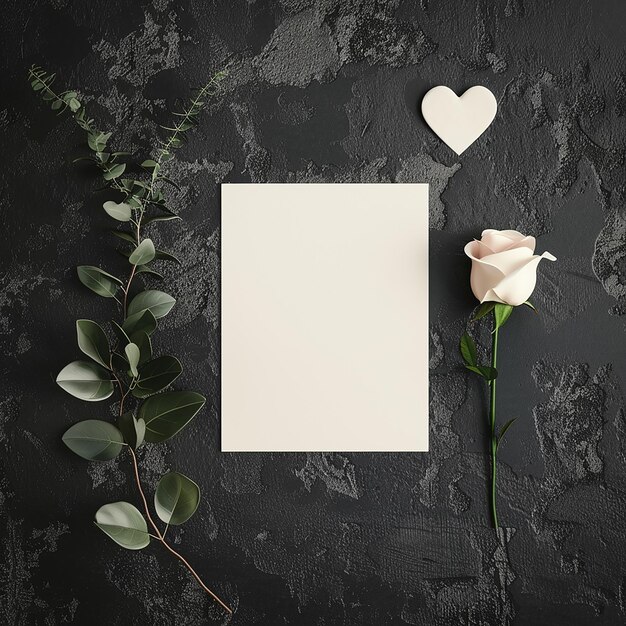 Photo 3d rendered photos of minimalistic flat lay romantic greeting card