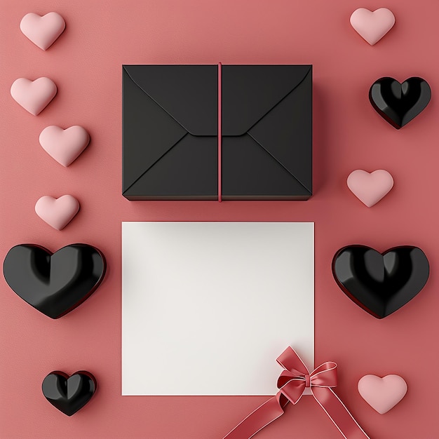 3d rendered photos of minimalistic flat lay romantic greeting card