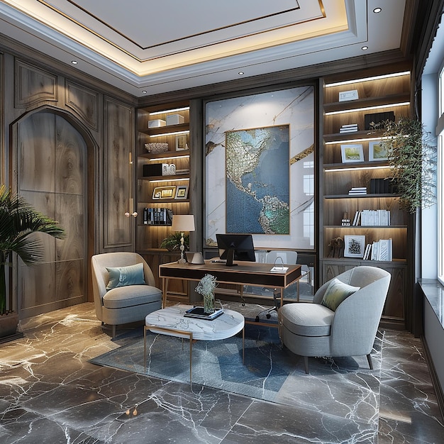 3d rendered photos of office interior ideas luxury calm background