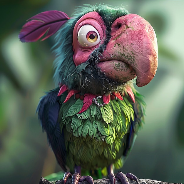 3d rendered photos of pixar style cartoon style animals grainy kidcore piratepunk