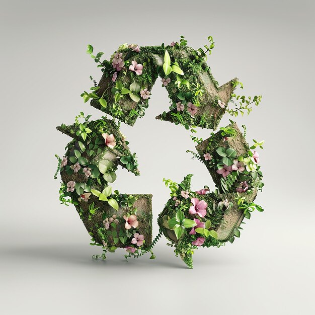 3d rendered photos of recycle and save the environment themed photos white background