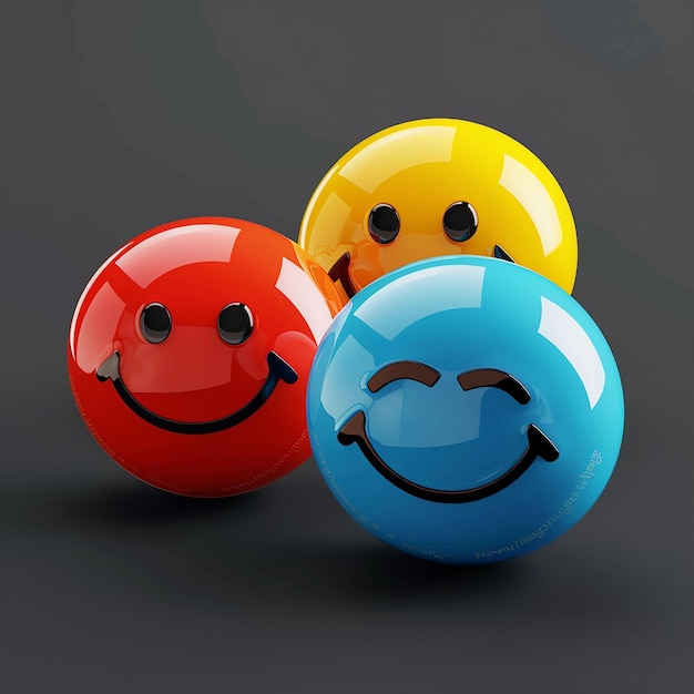 3d rendered photos of smiley stickers in different styles high resolution HD photos