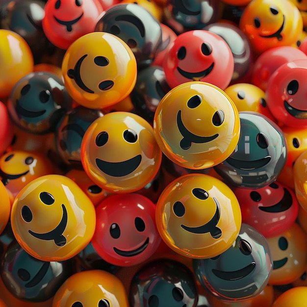 3d rendered photos of smiley stickers in different styles high resolution HD photos