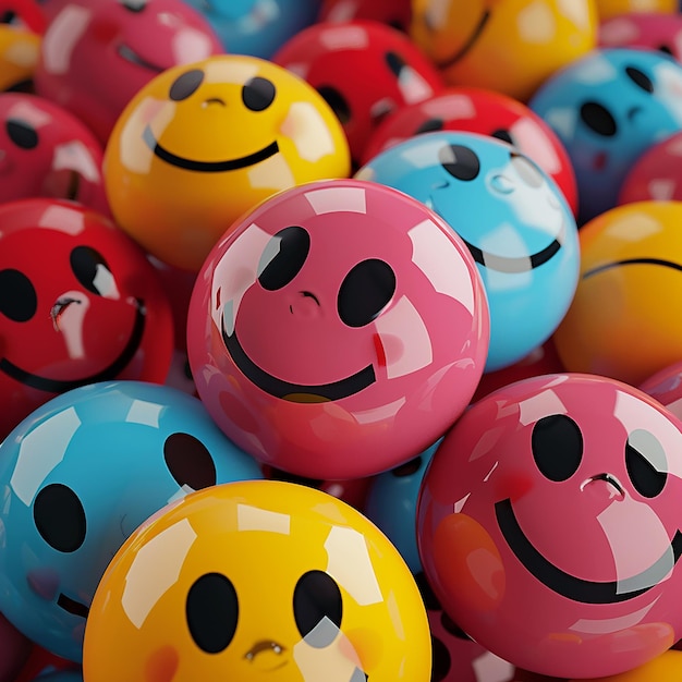 3d rendered photos of smiley stickers in different styles high resolution HD photos