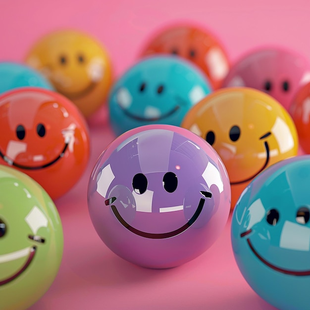 3d rendered photos of smiley stickers in different styles high resolution HD photos