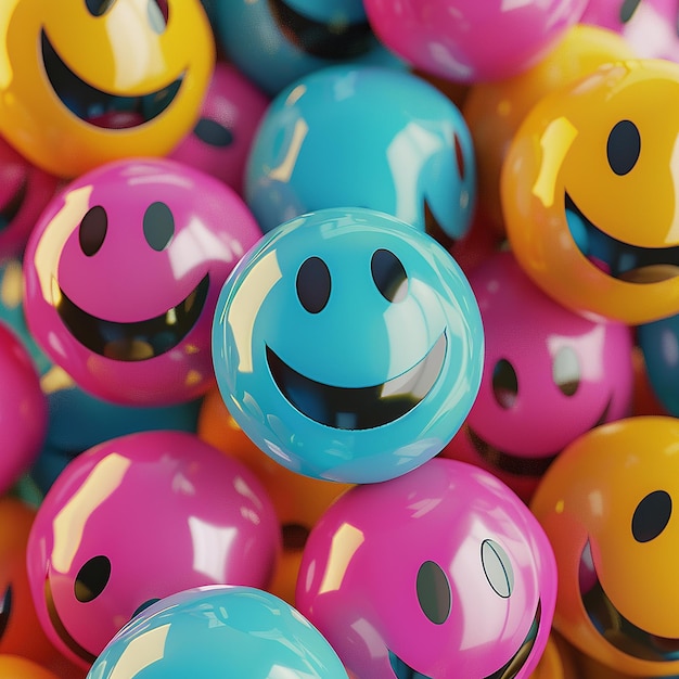 3d rendered photos of smiley stickers in different styles high resolution HD photos