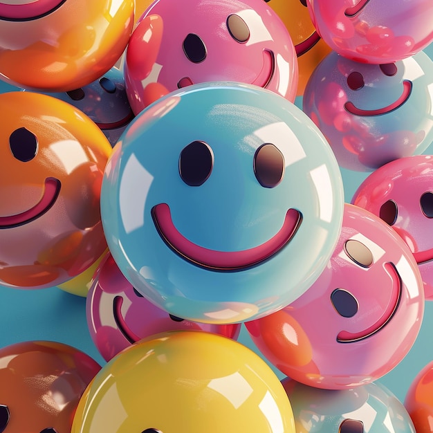 3d rendered photos of smiley stickers in different styles high resolution HD photos