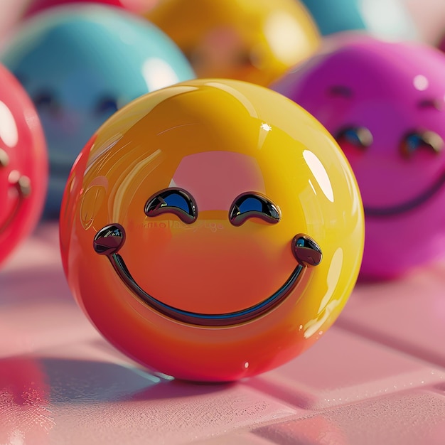 3d rendered photos of smiley stickers in different styles high resolution HD photos