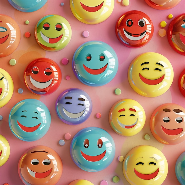 3d rendered photos of smiley stickers in different styles high resolution HD photos