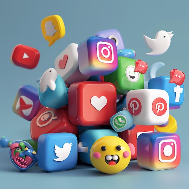 3d rendered photos of social media marketing concept for marketing 8k result