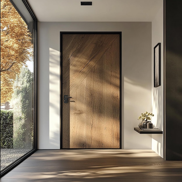 Photo 3d rendered photos of stylish wood door design