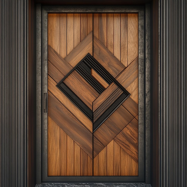 Photo 3d rendered photos of stylish wood door design